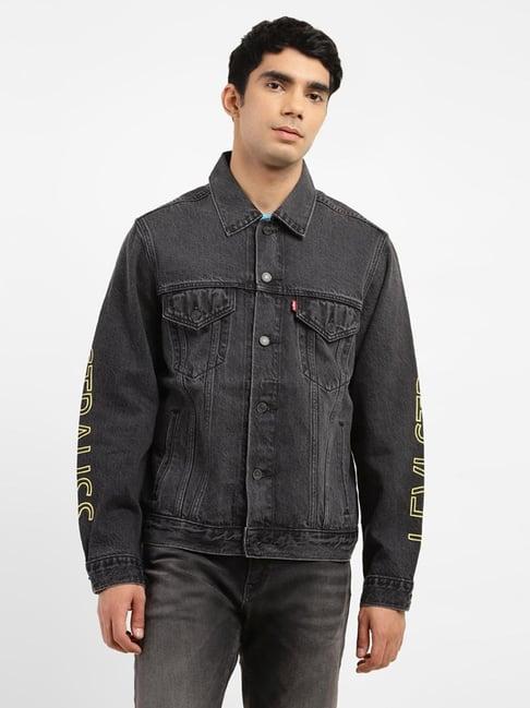 levi's grey cotton regular fit denim jacket