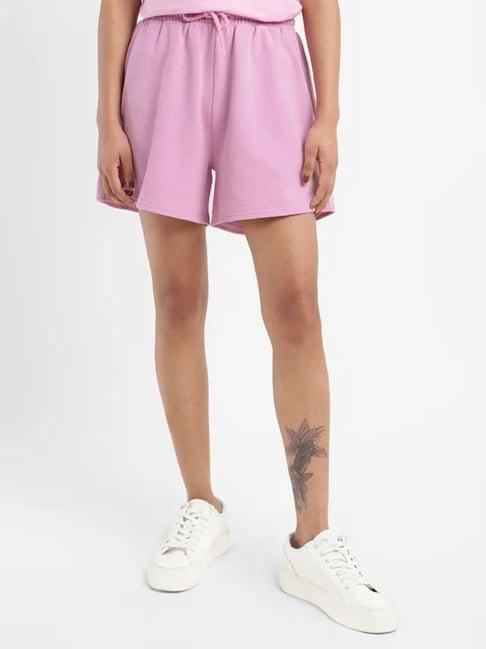levi's lavender cotton regular fit shorts
