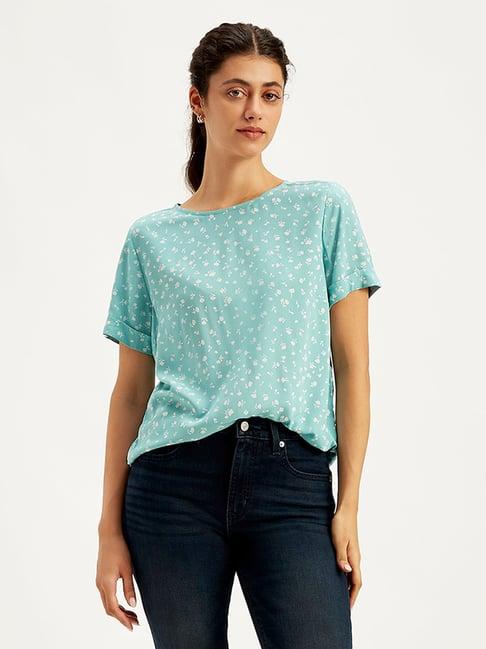 levi's light blue floral print top