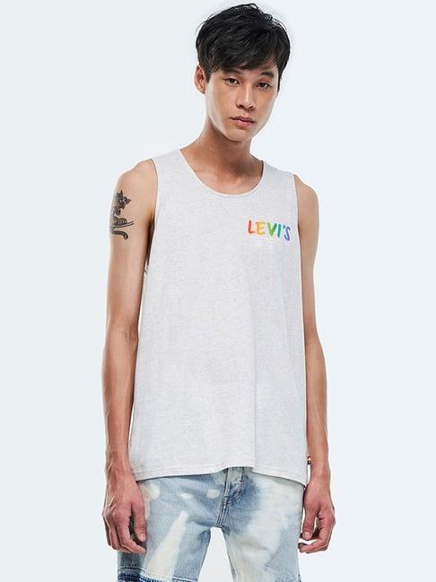 levi's light grey graphic print vest