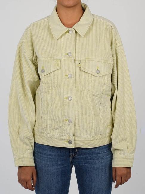 levi's light yellow cotton striped denim jacket