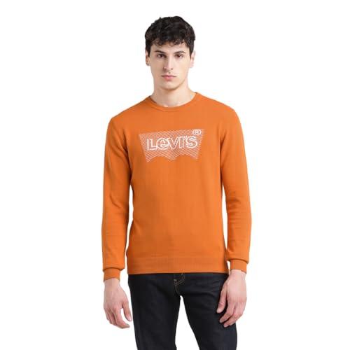 levi's men's cotton casual pullover sweater (16371-0221_orange