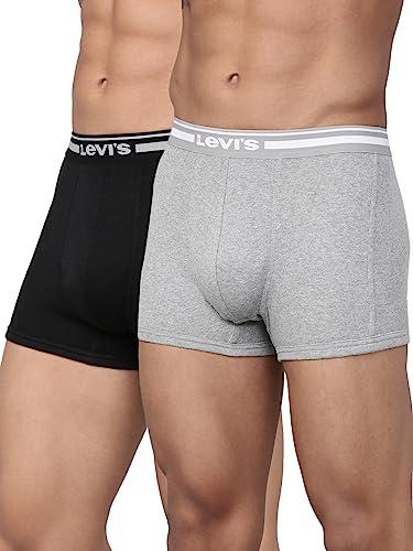 levi's men's cotton style #003 comfort regular fit solid trunk (pack of 2) (#003-trunk-lt gmel/blk-p2_light grey melange, black_m)