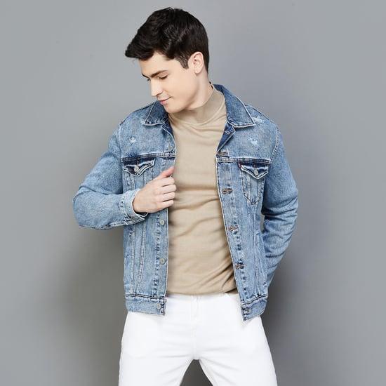 levi's men distressed denim jacket