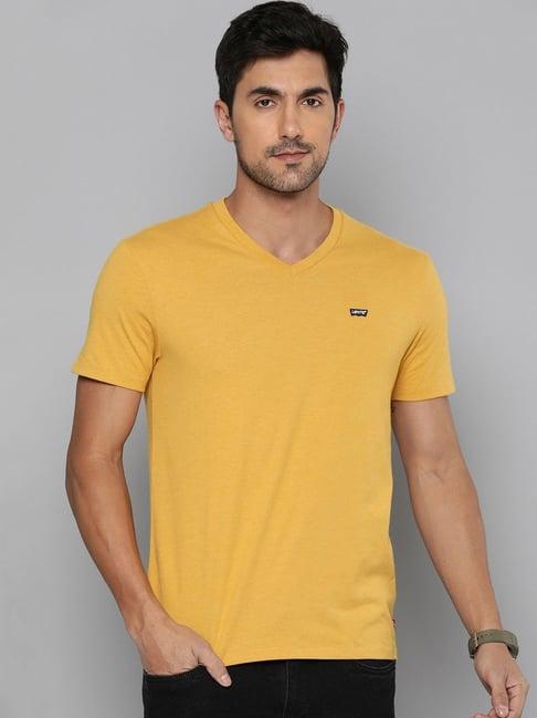 levi's mustard cotton regular fit t-shirt