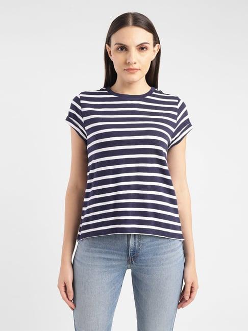 levi's navy & white cotton striped t-shirt
