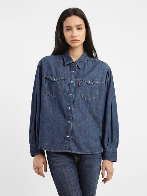 levi's navy cotton relaxed fit shirt