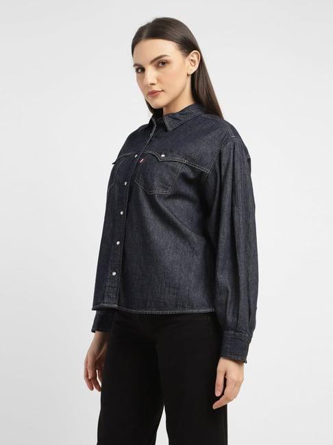 levi's navy cotton relaxed fit shirt