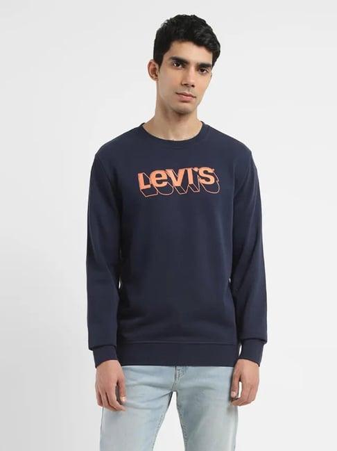 levi's navy regular fit logo printed sweatshirt