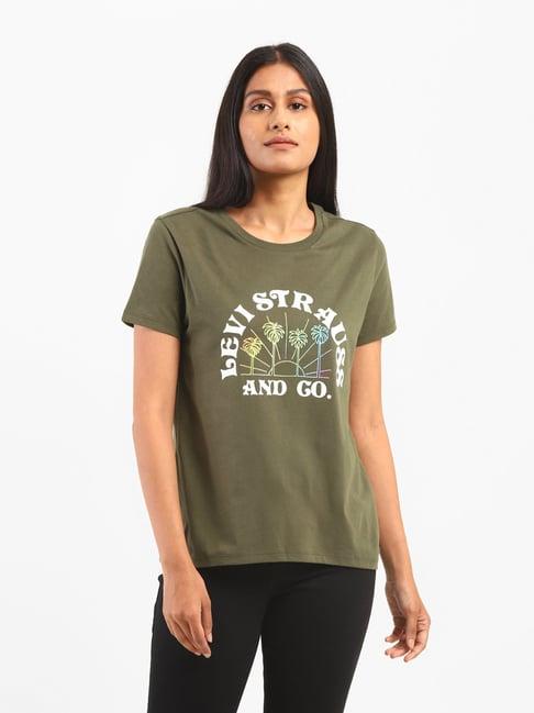 levi's olive printed crew t-shirt