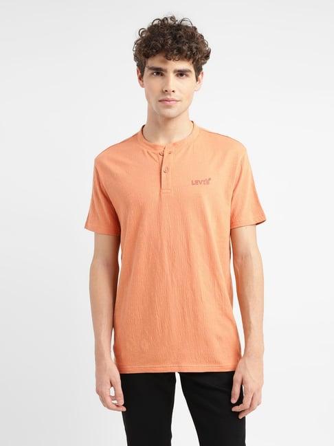 levi's orange cotton slim fit t-shirt