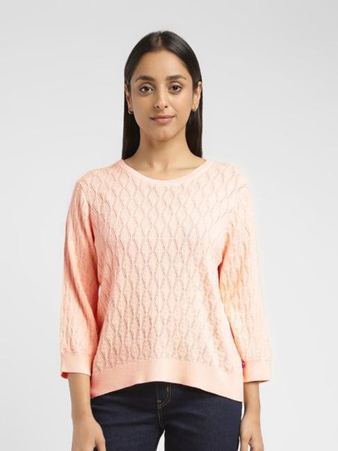 levi's peach self design sweater