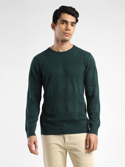 levi's pine green regular fit self pattern sweaters