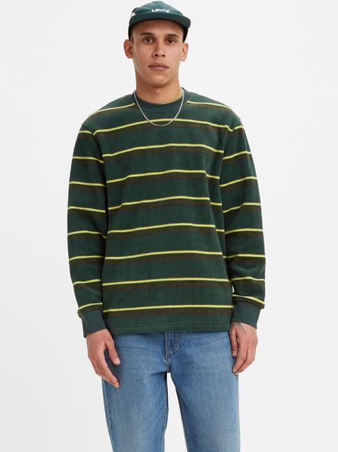 levi's pine green relaxed fit striped sweatshirt