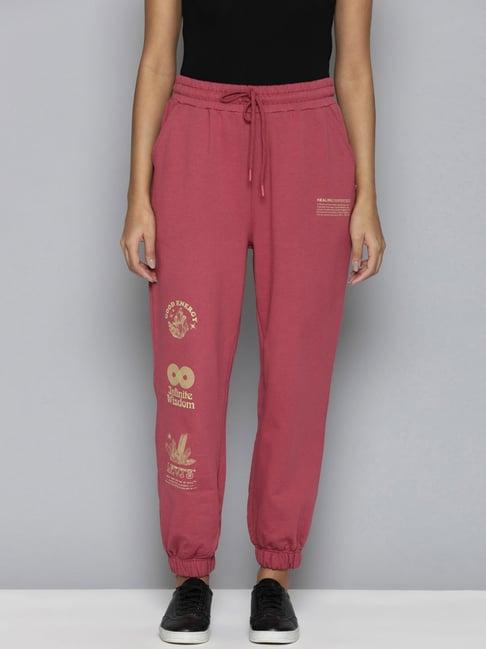 levi's pink cotton flared fit mid rise joggers