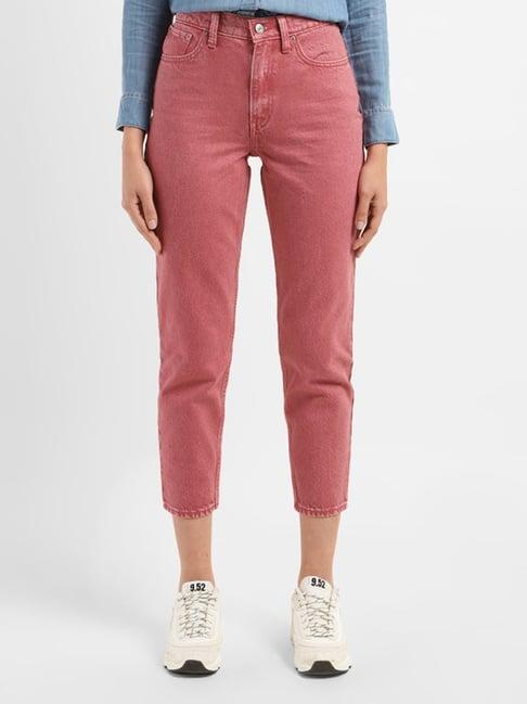 levi's pink cotton relaxed fit high rise jeans