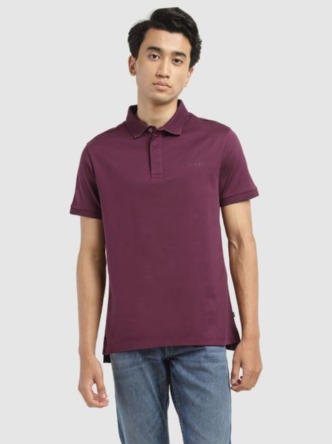 levi's purple cotton slim fit polo t-shirt