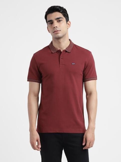 levi's red cotton regular fit polo t-shirts