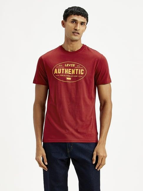 levi's red cotton slim fit t-shirt