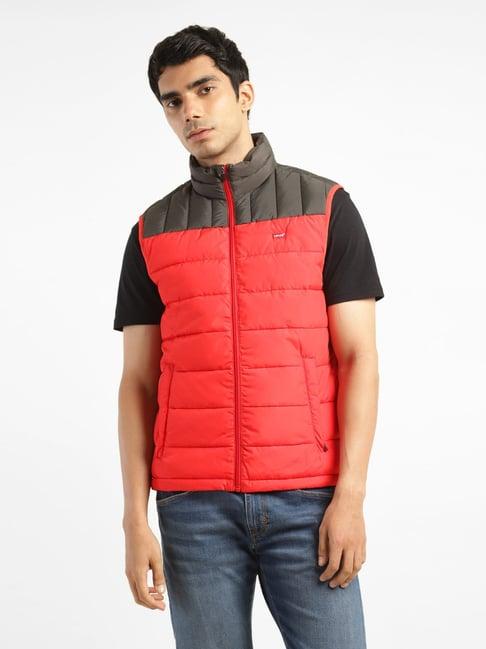 levi's red regular fit colour block jacket