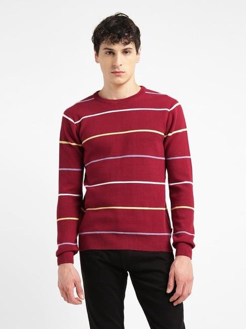 levi's red regular fit striped sweater