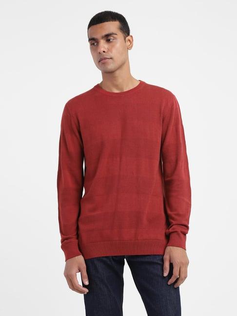 levi's rosewood red regular fit self pattern sweaters