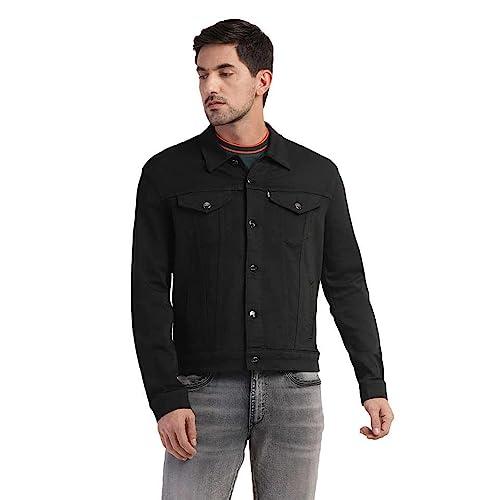 levi's solid cotton regular fit men's casual jackets (black, 2xl)