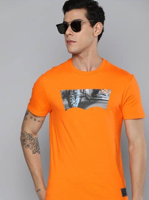 levi's vibrant orange graphic print t-shirt