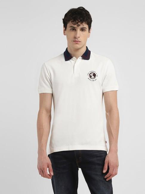 levi's white cotton slim fit polo t-shirt