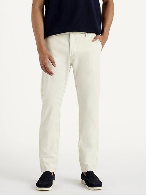 levi's white linen tapered fit trousers