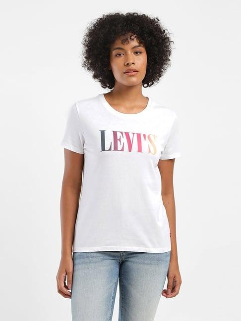 levi's white logo print t-shirt