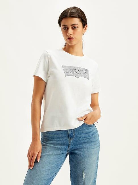 levi's white logo print t-shirt