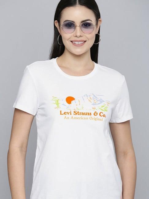 levi's white printed crew t-shirt