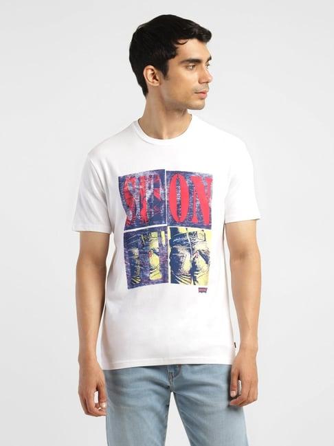 levi's white regular fit printed t-shirt