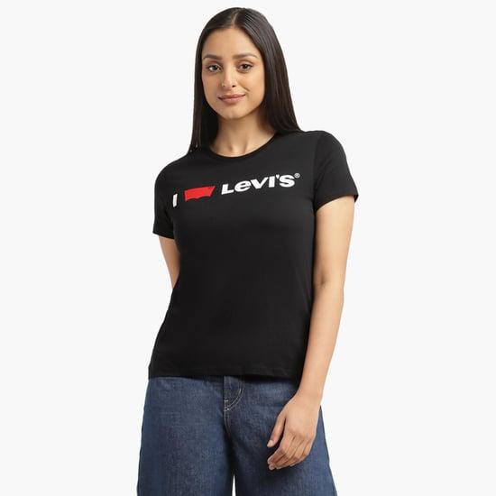levi's women typographic printed round neck t-shirt