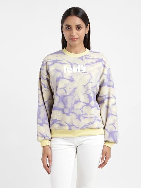 levi's yellow & purple cotton graphic print sweatshirt