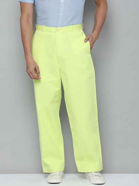 levi's yellow cotton loose fit self pattern trousers