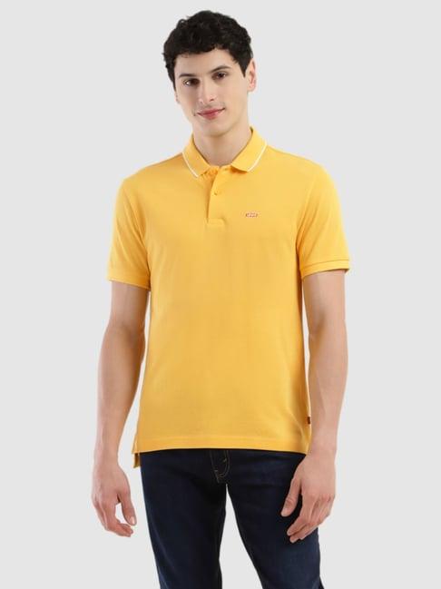 levi's yellow cotton regular fit polo t-shirt