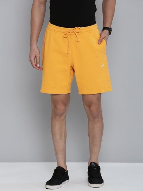 levi's yellow cotton regular fit shorts