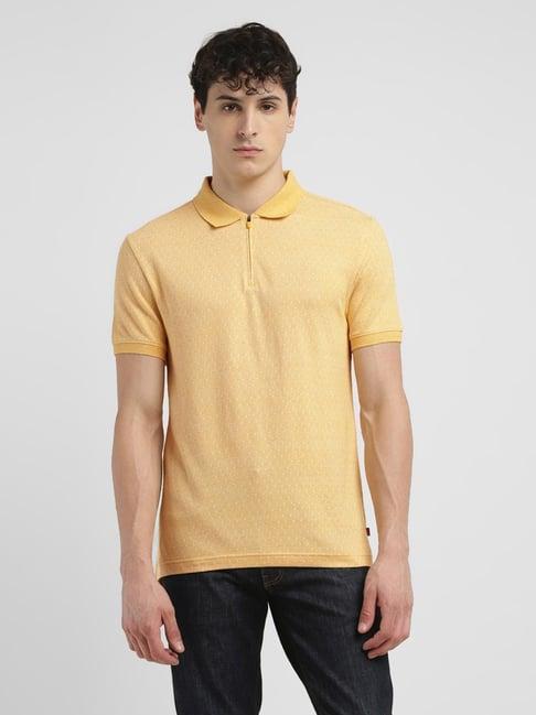 levi's yellow cotton slim fit printed polo t-shirt
