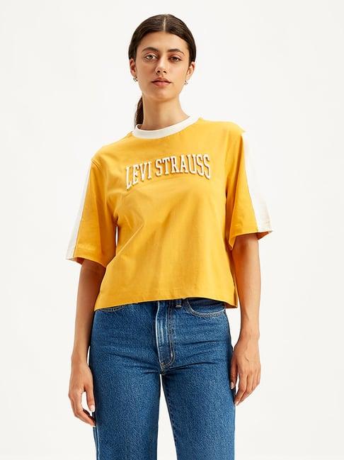 levi's yellow logo print t-shirt