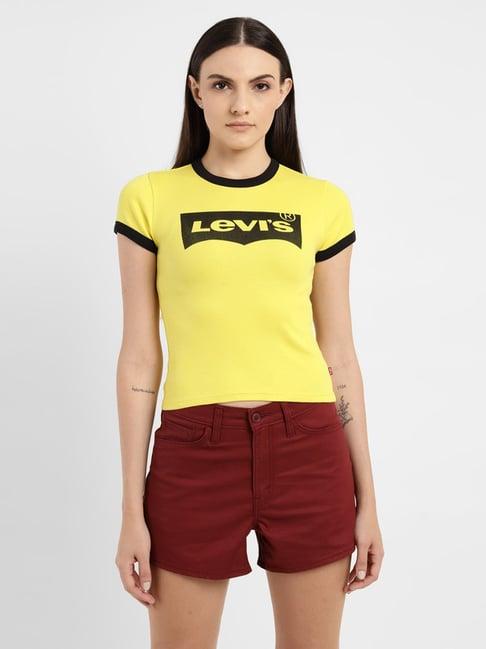 levi's yellow printed t-shirt