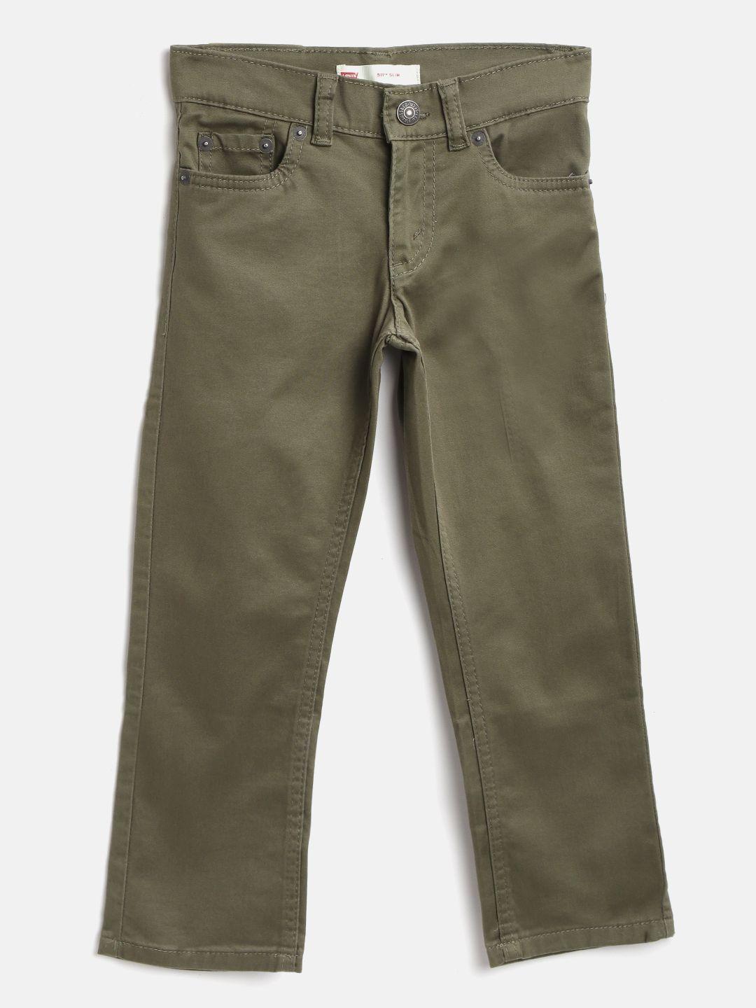 levis boys olive green 511 slim fit mid-rise clean look stretchable jeans