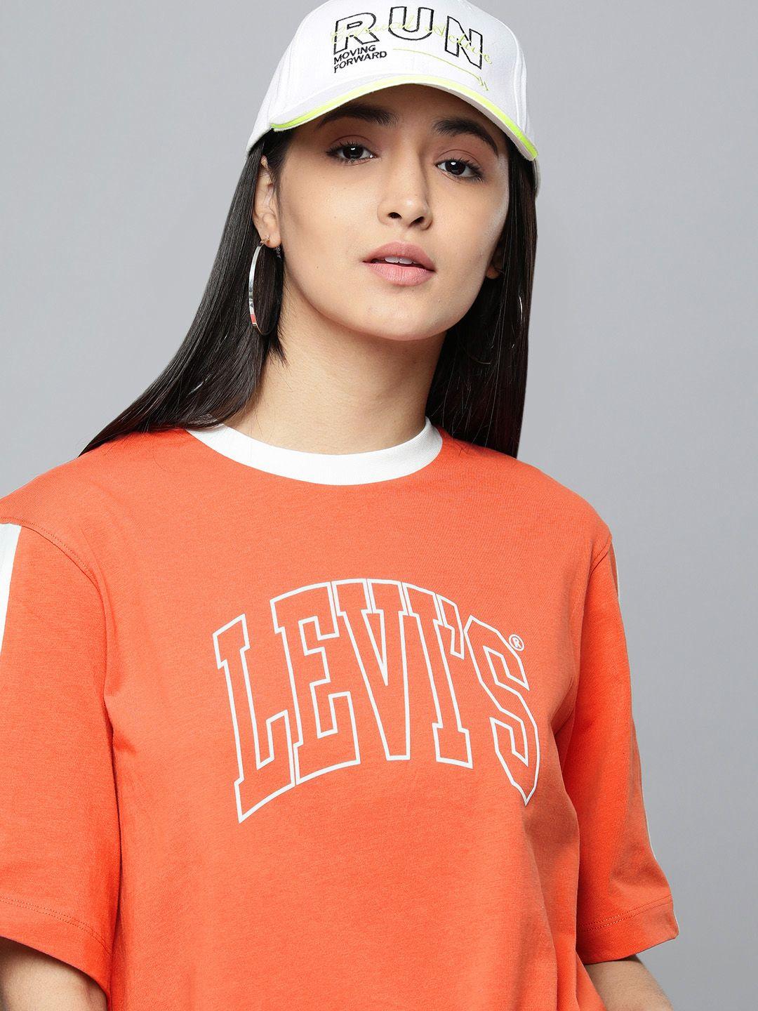 levis brand logo printed drop-shoulder sleeves pure cotton t-shirt