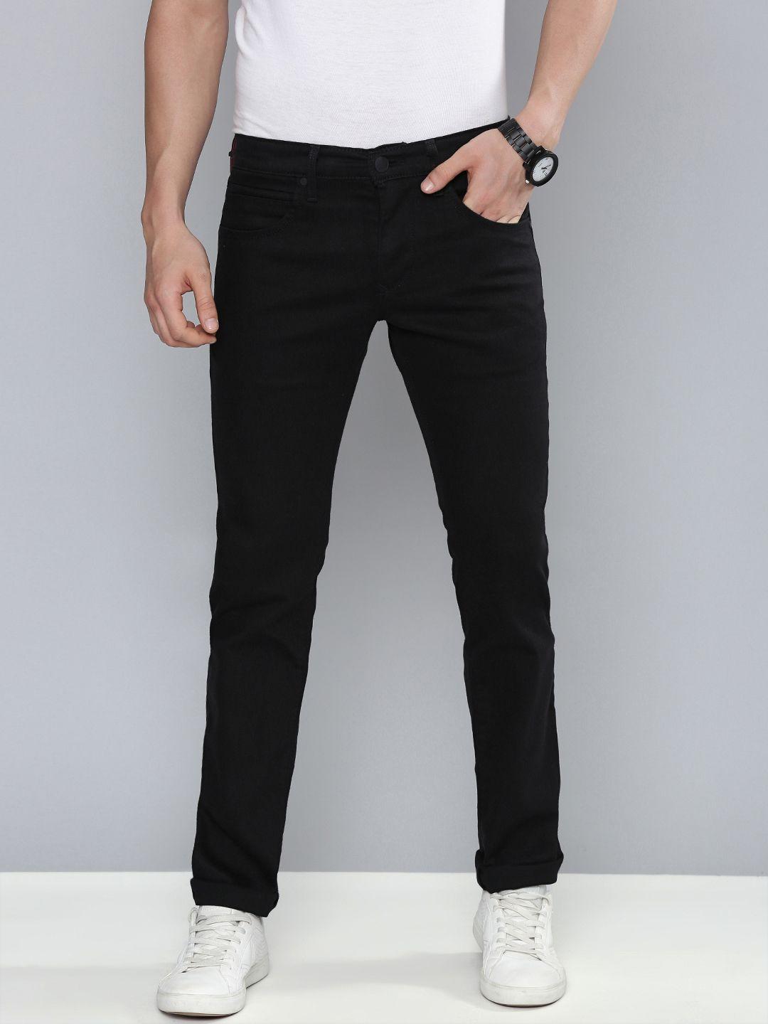 levis men black 65504 skinny fit mid rise stretchable jeans
