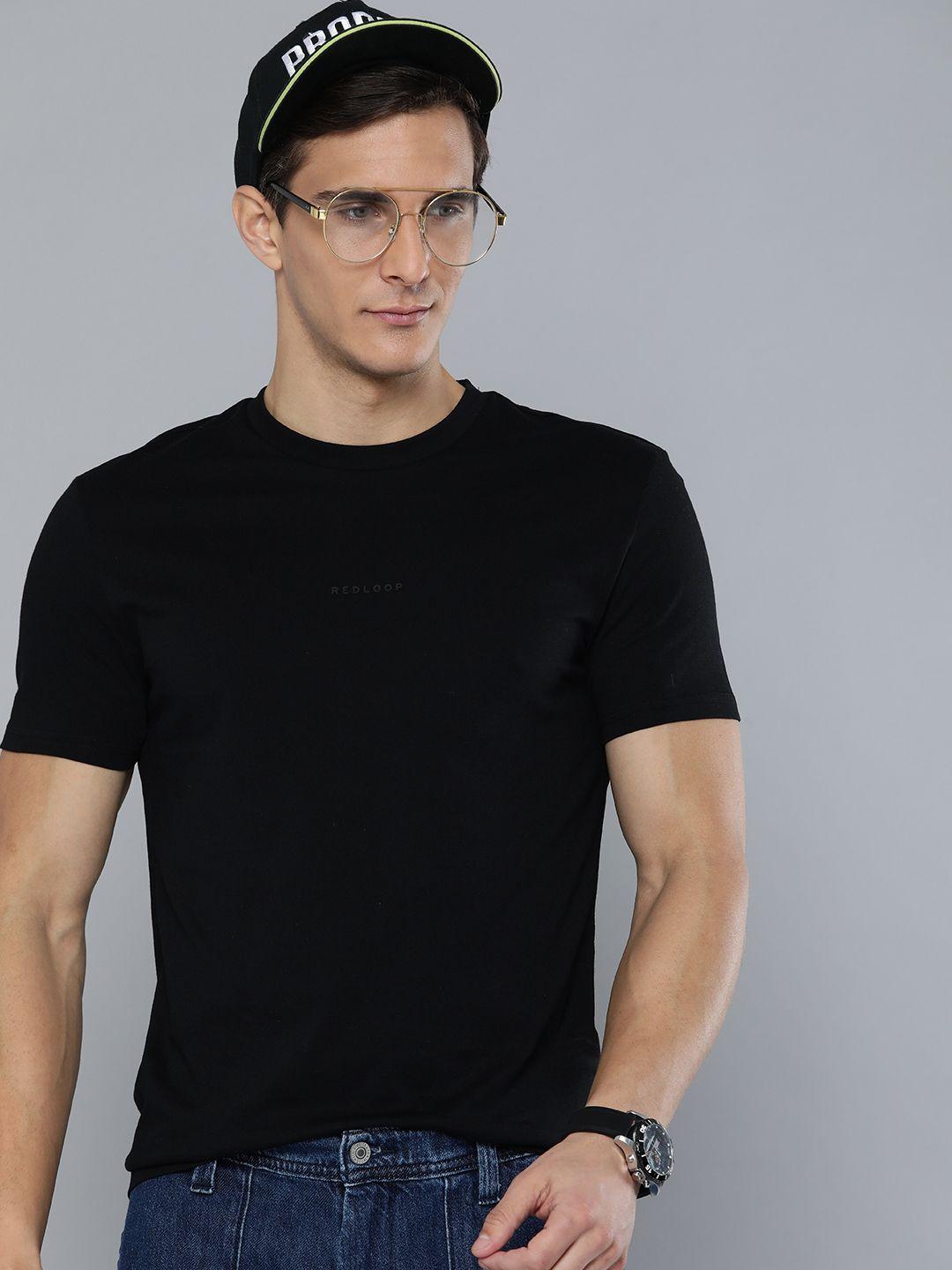 levis men black solid round neck pure cotton t-shirt