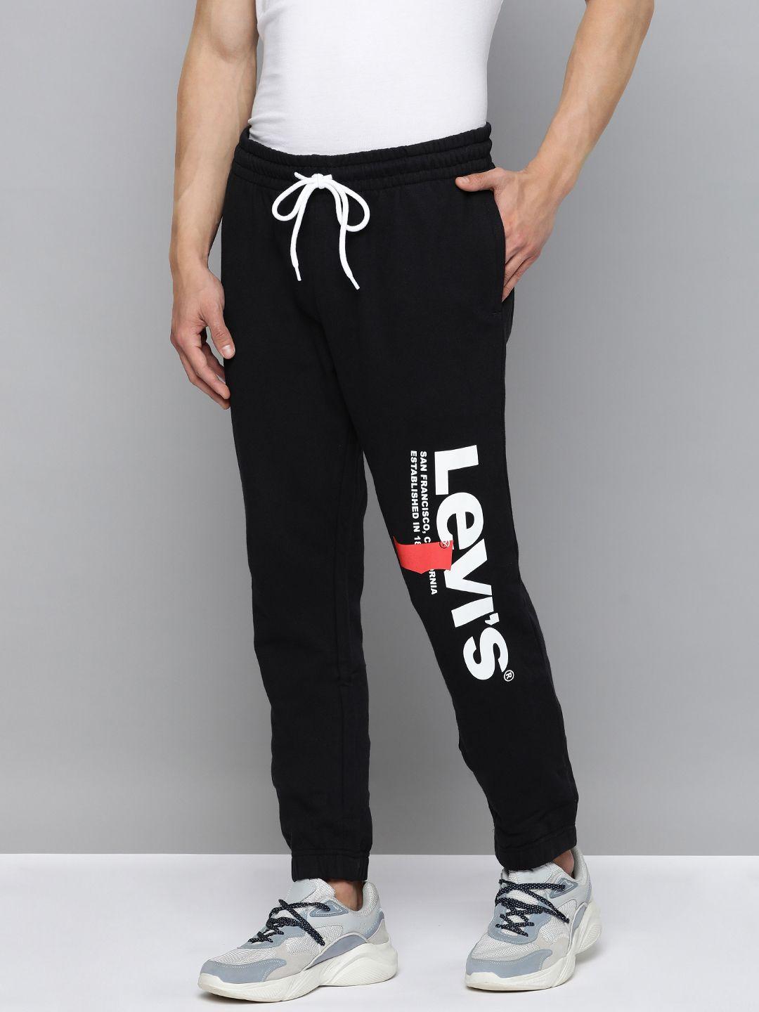 levis men brand logo printed pure cotton mid-rise joggers