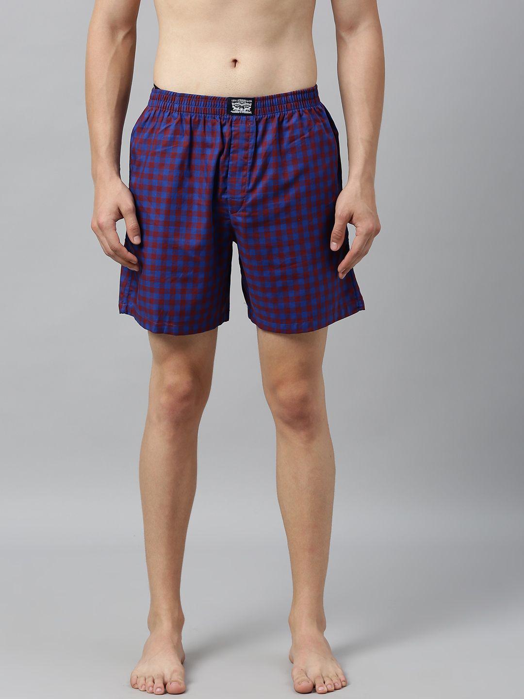 levis men checked smartskin technology woven cotton boxers with tag free comfort-024
