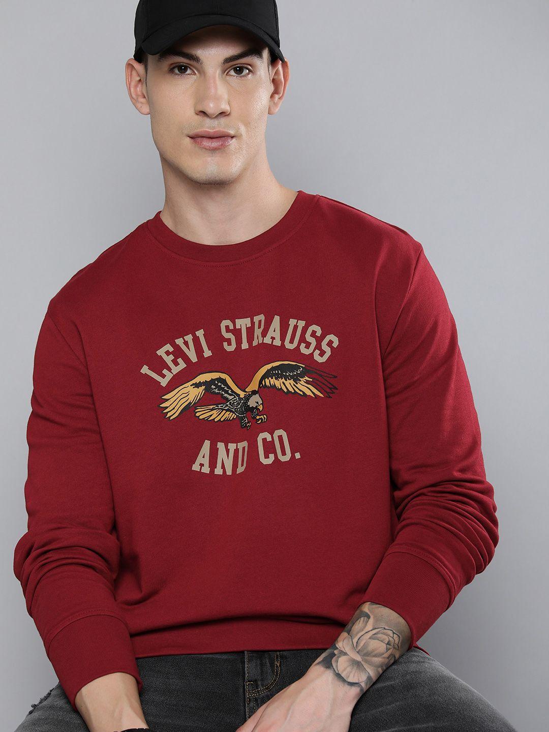 levis men maroon printed sweatshirt