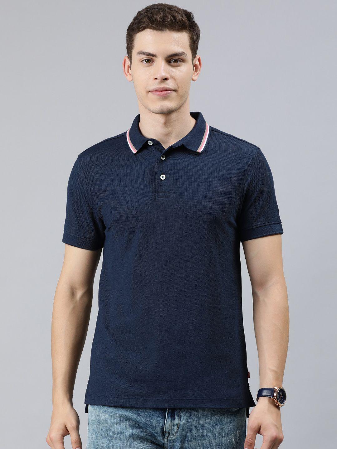 levis men navy blue solid polo collar t-shirt